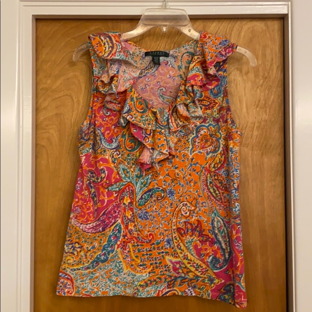 Lauren Ralph Lauren pink paisley sleeveless top